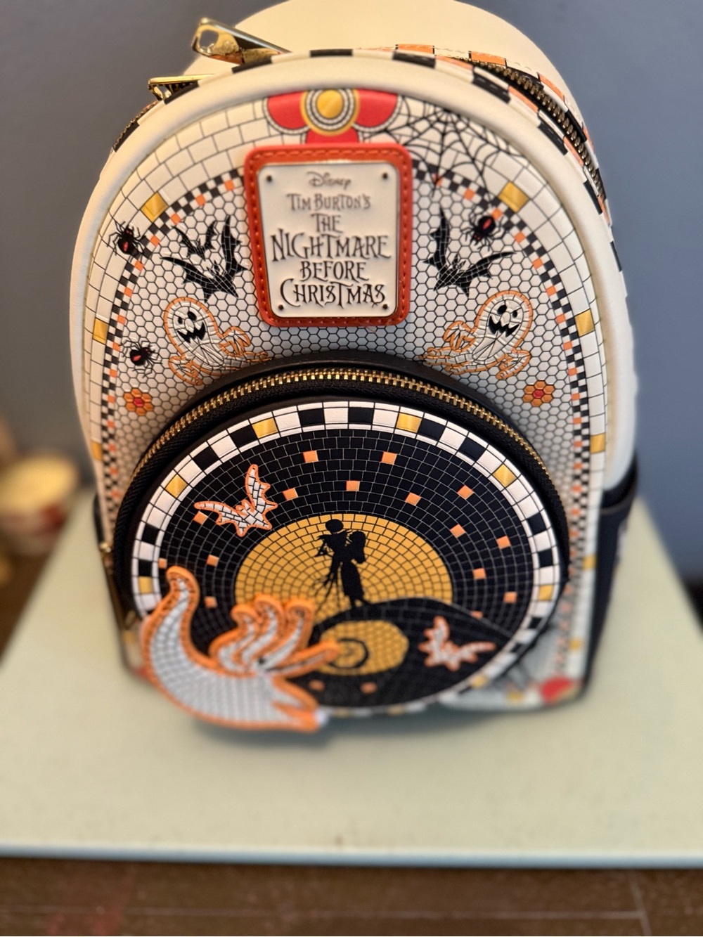 Disney The Nightmare Before Christmas Mini Backpack - White, Black & Orange